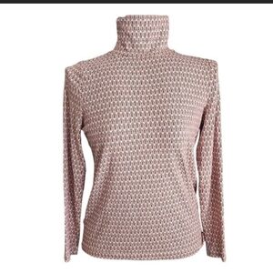 LOFT Pink Cowl Turtleneck Sweater with Textured Design Size  L